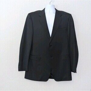 Canali US Sz 44 Black Blazer Men's Office Designer Wool Career Ventless European